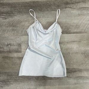 Elegant White Satin Slip Going Out Top